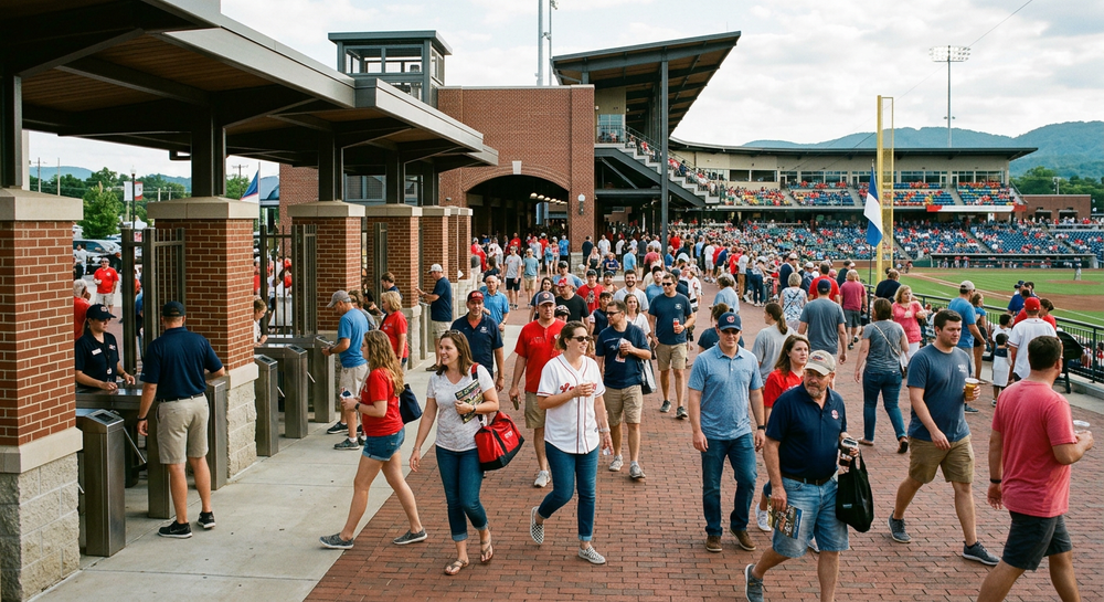 Chattanooga Lookouts fans entering Erlanger Park in Chattanooga during the team’s first season at the new stadium.