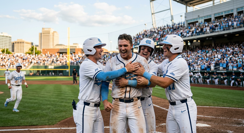 North Carolina baseball players in Omaha during the 2026 College World Series