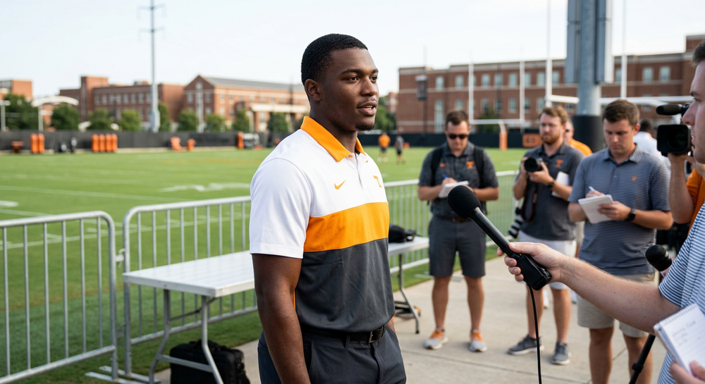 Tennessee defensive back Ty Redmond during Volunteers football media availability in Knoxville