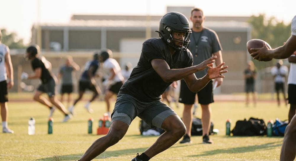 Tyner Academy football player Karontae' Cunningham during recruiting season after a standout camp performance