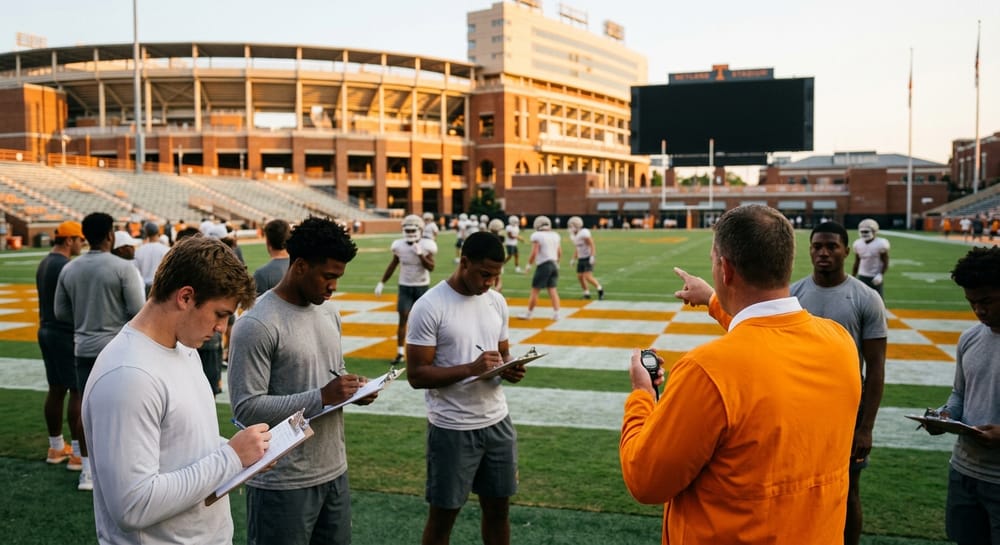 Tennessee Volunteers football recruiting graphic with Knoxville program branding and 2026 class ranking context
