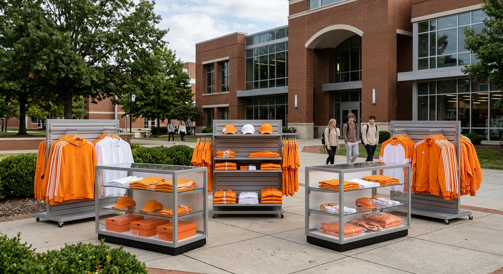 Tennessee Volunteers Adidas apparel display associated with the University of Tennessee partnership announcement