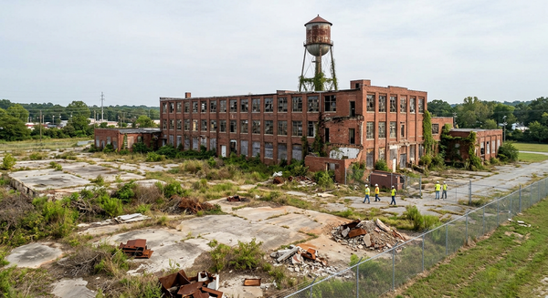 Abandoned Crystal Springs Print Works factory site in Chickamauga, Georgia, where about $5.5 million in cleanup funding is planned