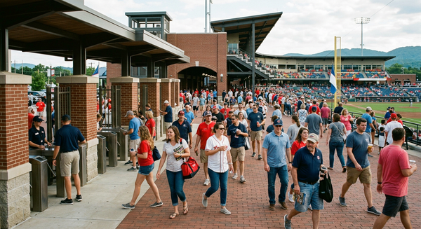 Chattanooga Lookouts fans entering Erlanger Park in Chattanooga during the team’s first season at the new stadium.