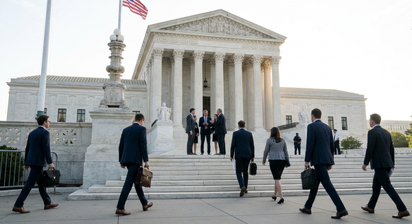 Exterior of the U.S. Supreme Court building in Washington as the court takes up a challenge to semiautomatic rifle bans